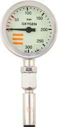Tecline o2 Manometer 300 bar Ø52mm met 20cm hogedruk slang