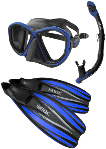 SEAC Symbol Duik- en Snorkelset – Inclusief F-100 Pro Vinnen & Reverse Dry Snorkel