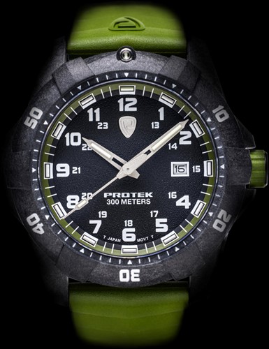 Protek Series 1000 Carbon Dive Zwart met groen en groene band