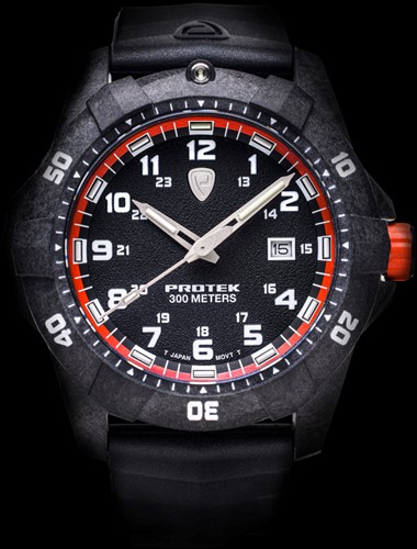 Protek Series 1000 Carbon Dive Zwart met oranje en zwarte band
