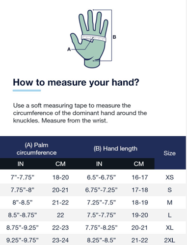 Aqualung Sizetable Gloves