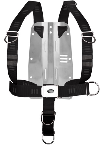 Tecline DIR Harnas met soft webbing en 3mm RVS Midi backplate